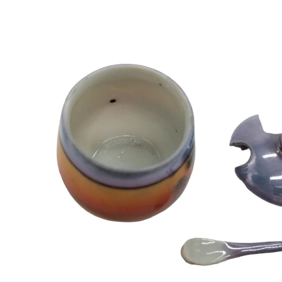 Sunset Japan Condiment Set Salt Pepper Shakers with Lid Jar & Spoon on Tray - Picture 8 of 10